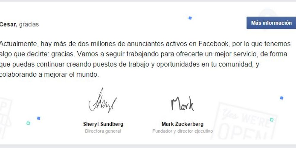 Facebook felicita sus colaboradores